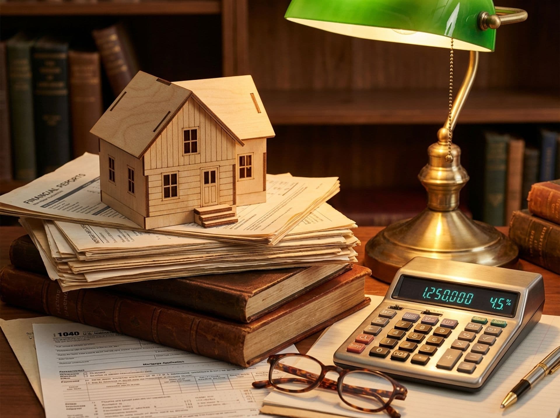 Investment property financing concept with model house and documents