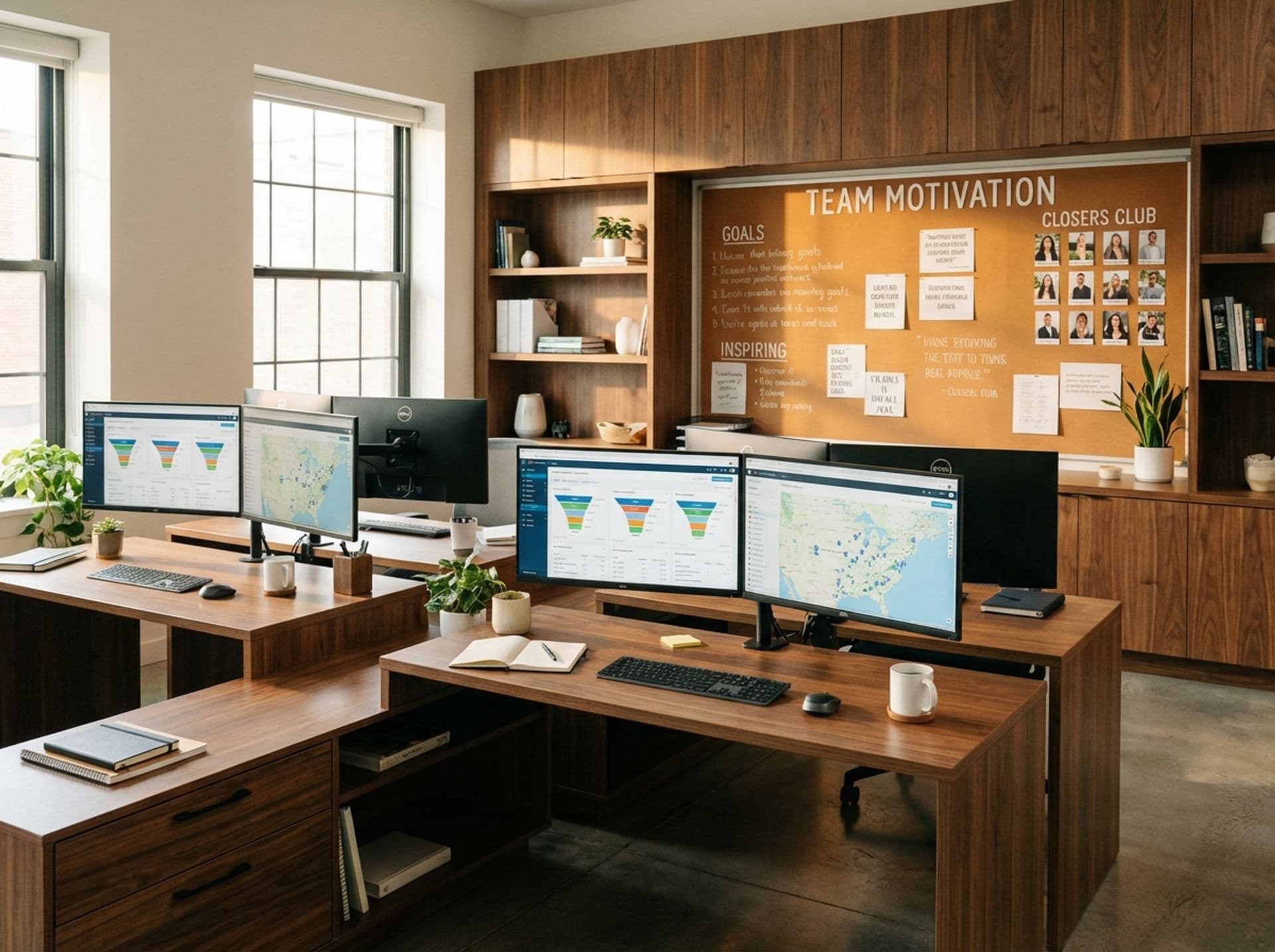 Professional real estate team workspace